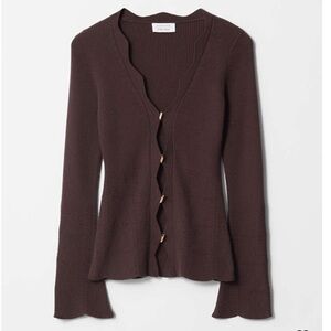 & Other Stories Brown Merino Wool Blend Knit Cardigan